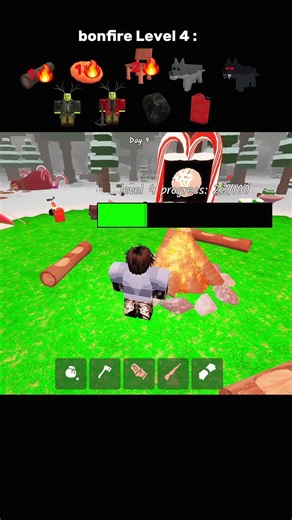 I place all the items in the level 4 bonfire🔥 | 99 nights Roblox#roblox #99nights #robloxshorts