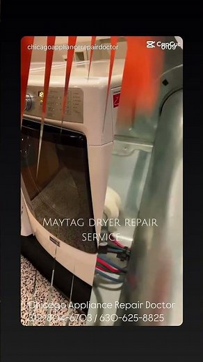Maytag dryer makes a loud squeaking noise. We replaced the idler pulley. Call or text 312-804-6703.