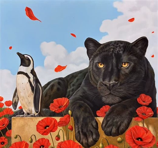 남지형 | 붉은정원. Symbiosis 91.0x91.0cm oil on canvas 2025. | Instagram