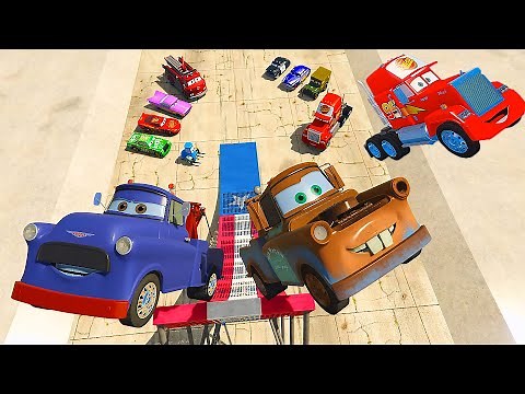 Pixar Cars Tow Truck Mater VS Truck Ivan - Lightning McQueen and Friends Chick Hicks Mack Train Trev