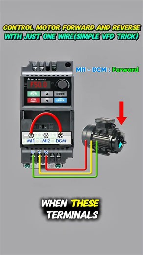 Control Motor Forward and Reverse with Just One Wire (Simple VFD Trick) #motors #electricmotor #vfd