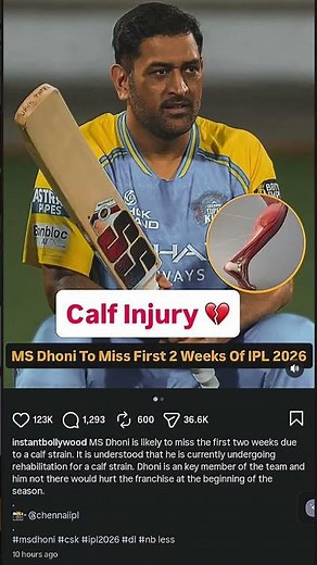 Calf Injury 💔MS Dhoni To Miss First 2 Weeks Of IPL 2026 #csk CSKian for life! #WhistlePodu 💛#Yellove