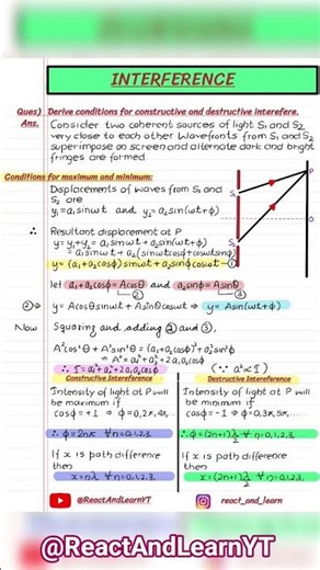 Conditions For constructive and destructive interference #ReactAndLearnaYT #optics #class 12 physics