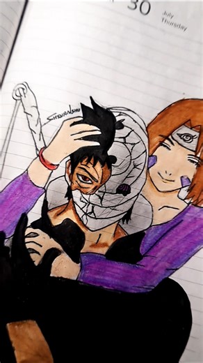obito drawing with rin #obitouchiha #animedrawing #naruto