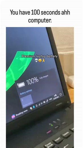 Inflyta01 on Instagram: "This viral meme video humorously depicts a 2014 Sony VAIO gaming laptop's battery plummeting from 100% to 0% in under 30 seconds after unplugging, overlaid with "Premium laptop battery " text, amassing over 126,000 likes and 7 million views in its first day. The clip originates from an old Sony model discontinued in 2014 when the company exited the PC market, handing off VAIO to a Japanese spin-off; replies confirm the rapid drain stems from a degraded lithium-ion batter