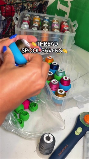 Thread spool savers help so much with the stubborn embroidery thread!!! 👏🧵🪡💃🏽 #embroiderythread #embroidery #embroiderybeginner #embroiderymachine