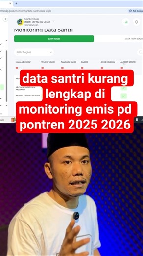 Cara mencari data santri kurang lengkap di monitoring emis pd pontren 2025 2026 #updateemispdpontren