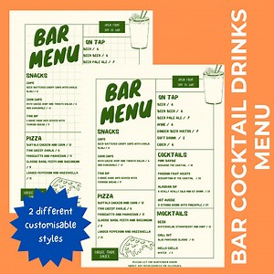 Retro Bar & Cocktail Menu Template: Rustic Style (Canva Download)