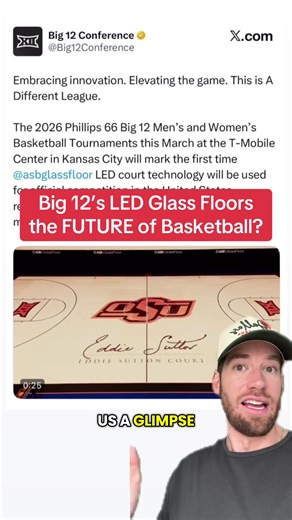 The Big 12 conference tournament will be played on the high tech ASB Glass Floors with LED lights #big12conference #collegebasketball #collegehoops
