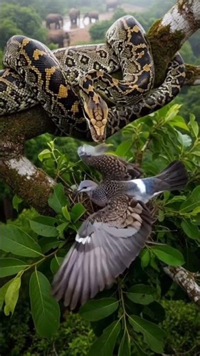 A big python biting spotted Dove #videos #birds #wildlife #amazing #shorts