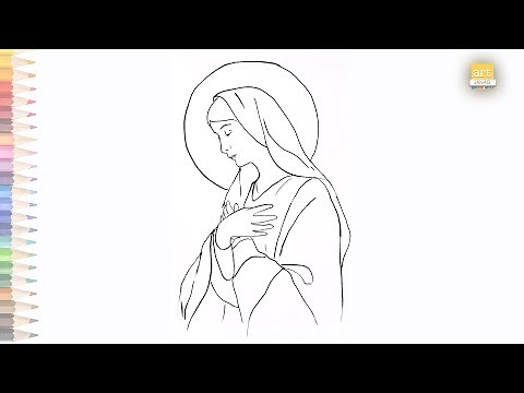 Mother Mary sketch drawing easy | How to draw Praying Mother Mary
