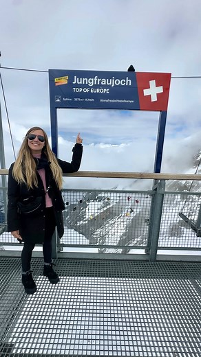 Val & Alex | Inspire, Explore, Share. on Instagram: "📌 SAVE this before everyone finds out! Imagine standing on top of Europe’s largest glacier at @jungfraujochtopofeurope, aka the top of Europe! ❄️ Here’s everything you need to know to make it happen: ⤵️ Location: 📍 Jungfraujoch, Switzerland How to get here: ✈️ Fly into Zurich 🚗 Drive 2 hours to Interlaken 🚎 Bus to Grindelwald 🚠 Eiger Express cable car 🚂 Jungfrau Railway (which tunnels through the mountain) ⛰️ Arrive at the top of Europe!