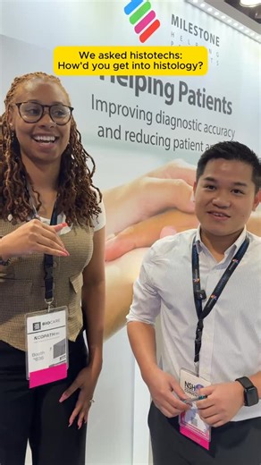 Milestone Medical USA on Instagram: "Every histotech has a story — and at NSH, we had the chance to hear some of the best ones. 🎤🧫 We asked histotechs: How'd you get into histology? From favorite techniques to career advice, these conversations reminded us what makes histology such a passionate and precise field. Thank you to everyone who shared their insight and energy with us, the dedication behind the slides is what keeps this community thriving. 💪 #NSH2025 #Histology #HistotechLife #Miles