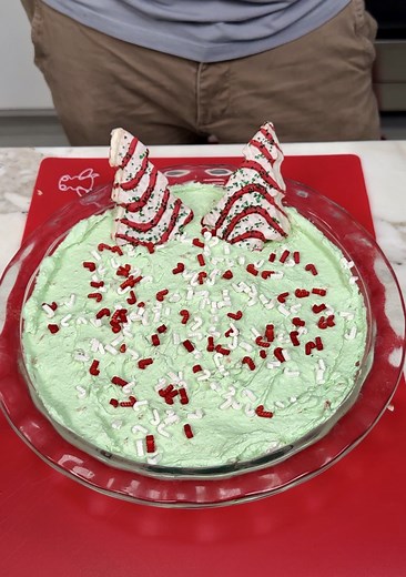 Seasonal Dessert Everyone Will Love! Danny N shares a holiday dessert using, Little Debbie Christmas tree cakes, whipped cream cheese, pure vanilla extract, nutmeg, cool whip, green food coloring and candy cane sprinkles. | Danny N’s Kitchen