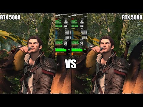 Final Fantasy XIV DawnTrail Benchmark, RTX 5080 VS RTX 5090 4K | R7 9800X3D 5.6GHz