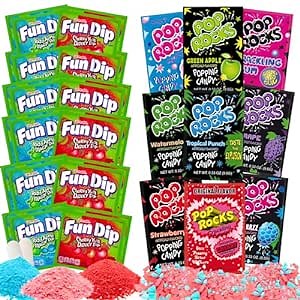 Fun Dip, Pop Rocks Variety Pack - Nostalgia Candy Sampler - Includes Various Pop Rocks Flavors and Fun Dips Lik a Stix, Cherry Yum and Razz Apple - Packaged by Gaudum (33)