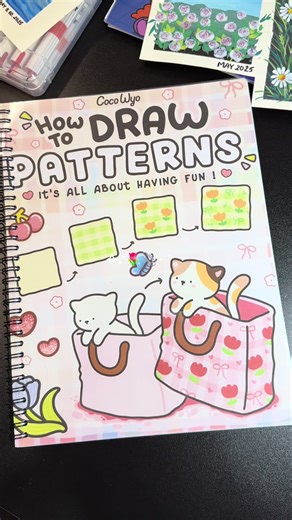 ✨ How to Draw Patterns – Coco Wyo ✨ Cuốn sổ vẽ siêu dễ thương, hướng dẫn vẽ pattern đơn giản, vui và thư giãn. Chỉ cần cầm bút là vẽ được ngay 🎨🌸 #colors #diy #pattern #cocowyo #paint