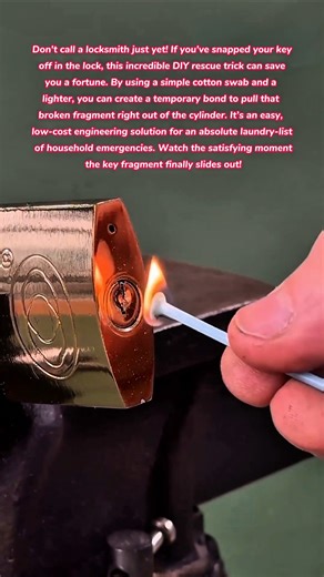 Broken Key Hack! 🔑 Genius Cotton Swab Trick #tips #tricks #lifehacks #how #diy #tools #key #lock