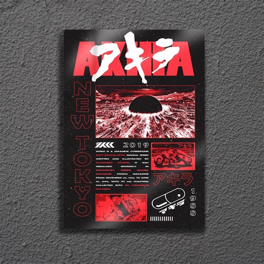 Akira Neo Tokyo Metal Wall Art, Cyberpunk Infographic Poster, Retro Anime 1988 Manga Decor - Etsy