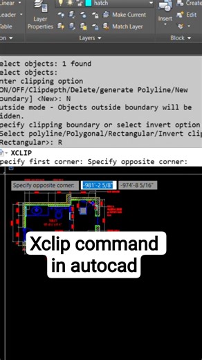 how to do xclip command in autocad in 25 seconds #autocad #shorts