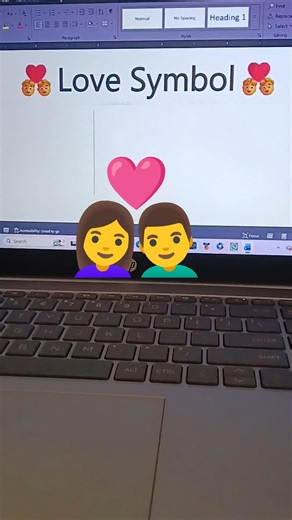 👩‍❤️‍👨 love symbol| Ms word tricks| computer class | online class | #msword #reels #love #symbol #yt