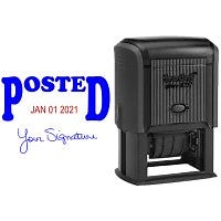 Posted Signature Date Rubber Stamp, Customizable with Date at Bottom, 1.5