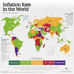 Mapa: Inflación en el mundo, agosto de 2023