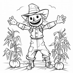 Happy Halloween Scarecrow Coloring Image for Kids, Students or Trick-or-treaters. Buy Once and Print Hundreds. - Etsy