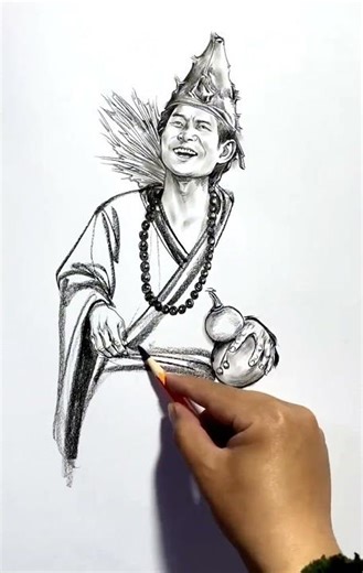 Pencil Drawing: The Buddha Within Us — Wisdom, Impermanence, and Fate