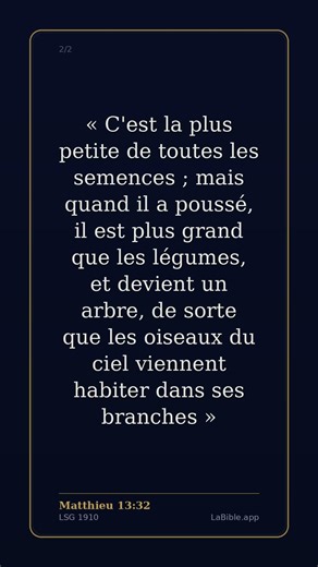 ✝️ Le grain de moutarde — Matthieu 13:31-32 | Bible LSG1910