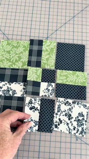 4 cuts transforms this simple four patch into something that looks complicated #quiltingtips ✂️