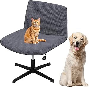 Armless Chair Slipcover Armless Office Desk Chair Cover, Jacquard Fabric Modern Mid Back Accent Chair Cover Wide Seat Computer Task Vanity Chair Cover for Home Living Room (Gray-01)