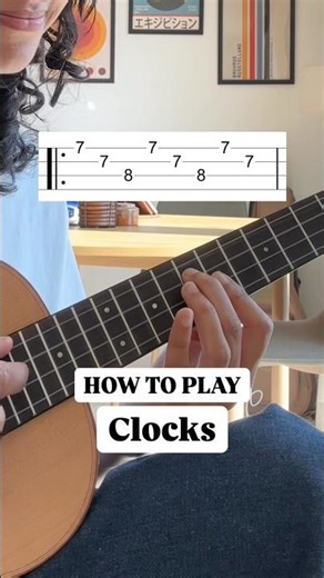 How to Play Clocks - Coldplay in Ukulele Fingerstyle (EASY 🎸 #shorts)