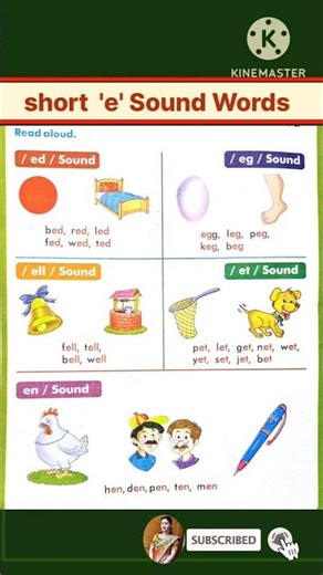 phonic sound of e | eg, en, ell sound words |10 'e' sound word #english #viral #kids
