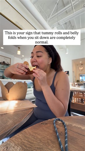 Tummy rolls. Belly folds. Soft bodies. All of it is normal. If your tummy rolls when you sit down, this is your reminder that your body is doing exactly what bodies are meant to do. You don’t need to suck in, hide, or wait for a “before” version of yourself to enjoy food, wear the outfit, or take up space. I used to think I had to look a certain way to be seen, to eat freely, or to feel confident. Now I know confidence isn’t about a flat stomach — it’s about letting your body exist without shame