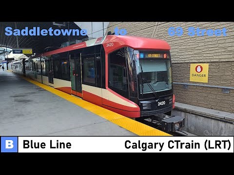 Calgary CTrain Blue Line (full ride) Front POV - Saddletowne to 69 Street Station