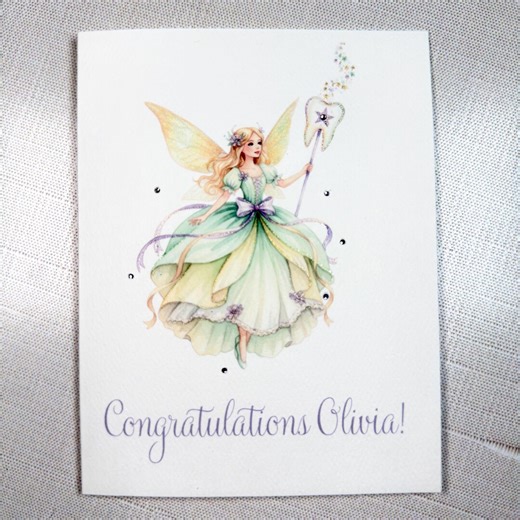 Personalizable Baby's First Tooth, Tooth Fairy Card - Gown Fairy - Etsy