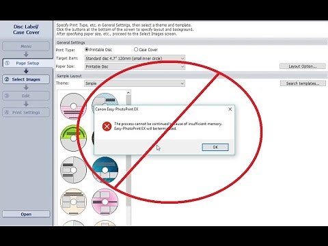 Fix Canon Easy-PhotoPrint EX: "The process cannot be continued because of insufficient memory."