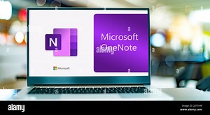 POZNAN, POL - DEC 12, 2021: Laptop computer displaying logo of Microsoft OneNote program, part of the Office family software and services developed by Stock Photo - Alamy