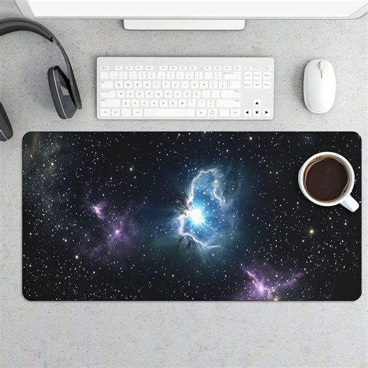 Cosmic Nebula Gaming Mouse Pad - Purple Blue Starry Galaxy Desk Mat - Etsy