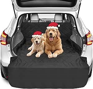 SUV Cargo Liner for Dogs - Universal Fit Water Resistant Non-Slip Dog Cargo Cover with Bumper Flap Protector, Pet Seat Mat Dog Trunk Cover for Sedans, Vans and SUVs, Black