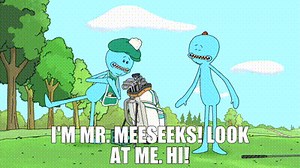 - I'm Mr. Meeseeks! Look at me. - Hi!