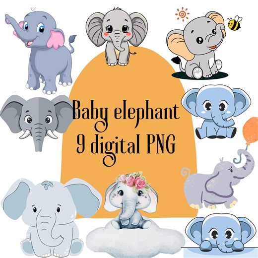 Baby Elephant Png|elephant Clipart Bundle|elephant Image |baby Elephant Stickers - Etsy