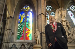 David Hockney stained glass window unveiled at Westminster Abbey