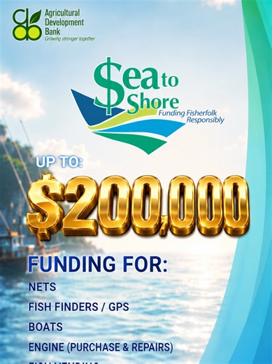 📷📷 𝐀𝐭𝐭𝐞𝐧𝐭𝐢𝐨𝐧 𝐅𝐢𝐬𝐡𝐞𝐫𝐟𝐨𝐥𝐤 📷📷 Take advantage of this opportunity to advance your fishing endeavours, improve safety, and support a sustainable future for our seas! Apply for ADB's Sea to Shore Loan today and be a part of the change with up to $200,000 in funding! Whether you're involved in commercial fishing, fish tourism, or related activities, this loan is designed to support your growth and sustainability. 𝑮𝒆𝒕 𝘵𝘩𝘦 𝒇𝒖𝒏𝒅𝒊𝒏𝒈 𝘺𝘰𝘶 𝘯𝘦𝘦𝘥 𝒇𝒐𝒓: 📷𝐁𝐨𝐚𝐭𝐬 &