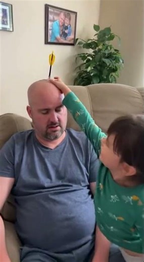 Dad got shot by an arrow! 🏹 Camera pulls back to reveal the tiny IMPOSSIBLE archer! 😂 #funnybaby