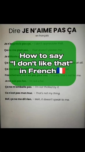 How to say "I DON'T LIKE THAT" in French 🇨🇵 #frenchteacher #frenchlesson #apprendrelefrançais #frenchgrammar | OuiTeach & French Becomes Easy