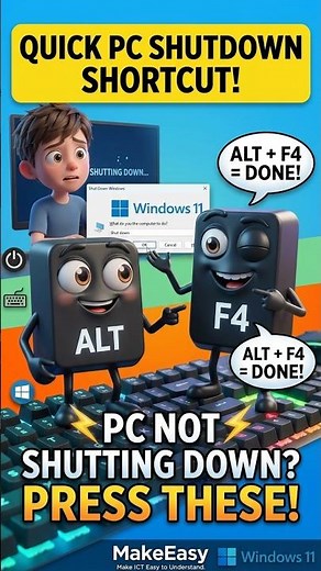 How to Shut Down PC Instantly! ⚡ Alt + F4 Shortcut in Windows 11 #makeeasy #shorts