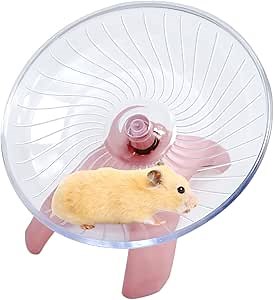 Litewoo Hamster Toys Wheel Exercise Flying Saucer,Silence Run Spinner, for Gerbil Rat Mouse Mice Hamster and Other Small Animal (Light Red)