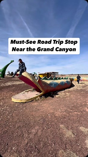 Looking for a fun stop in Arizona? 🦕 Just outside the Grand Canyon, you’ll find a blast from the past at @raptorranchgc home to the historic Bedrock City, inspired by the classic Flintstones cartoon from the 1970s! You can dig for fossils, climb on life-sized dinosaurs, and explore the Stone Age-style buildings. The kids had a blast on the slides and checking out all the fun details. And it’s only $10 a person such a great road trip stop! 🙌 Make sure to grab a bite at Fred’s Diner before you g